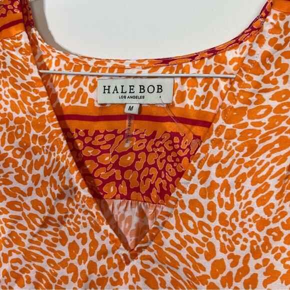 Hale Bob Orange Leopard Print Viscose/Silk Women's Top Medium EUC - Picture 2 of 6